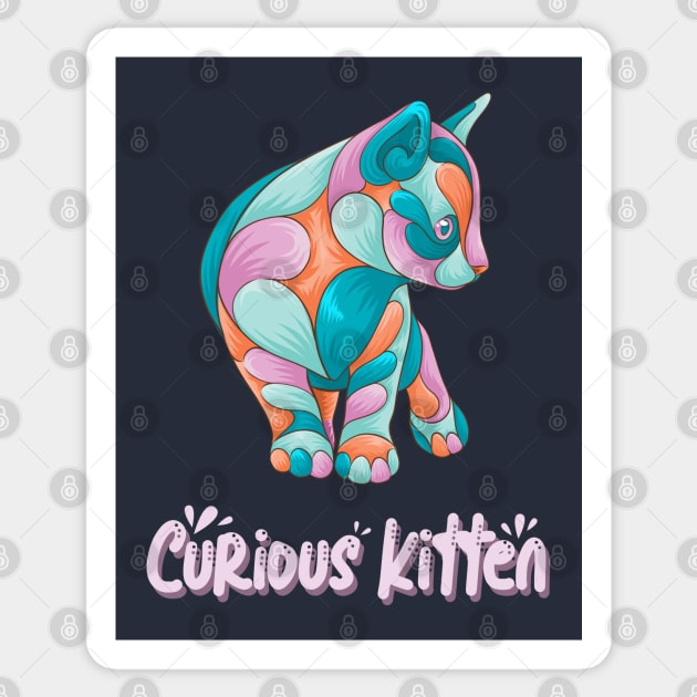 curious kitten Sticker by Mako Design 